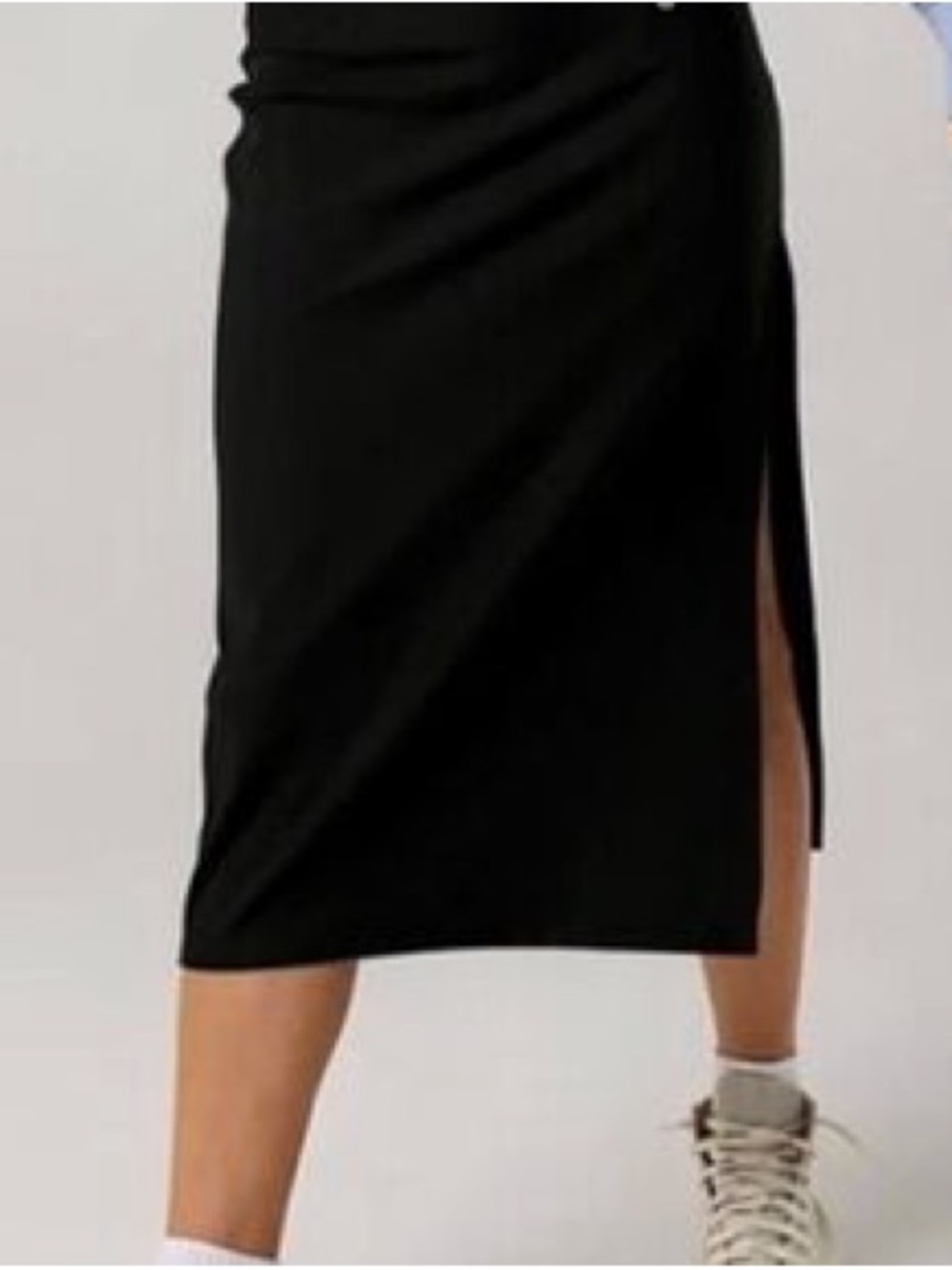 aerie Ribbed Black Side Slit Thick Band Stretchy Skirt Sz Small